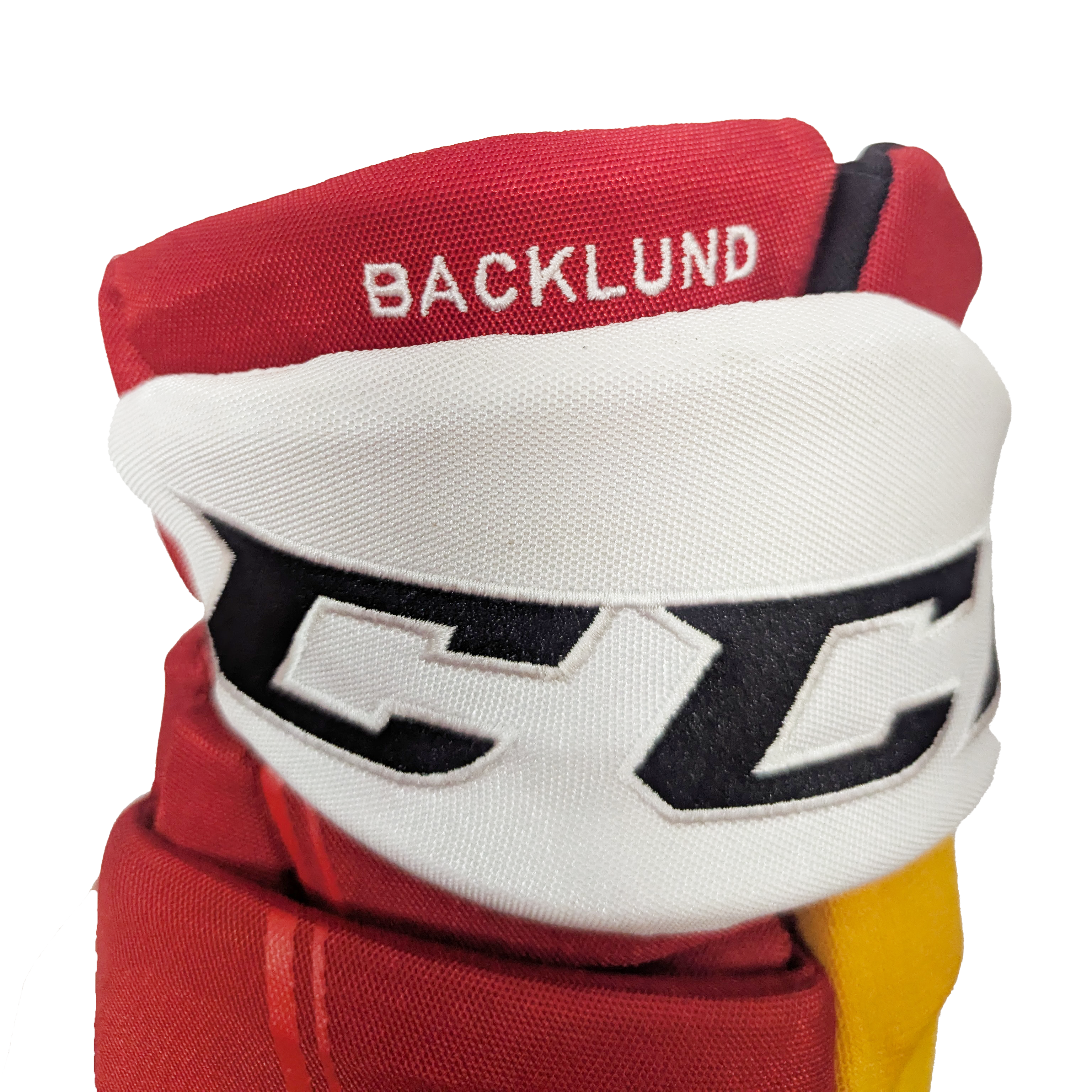 CCM HGQLPP - Gant NHL Pro Stock - Mikael Backlund (Rouge/Jaune/Blanc)
